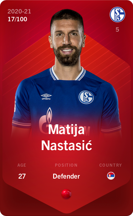 Sorare - Sorare Official - Matija Nastasić 2020-21 • Rare 17/100 - NFT # 11512377568432291150153831982180611354312293468886634413519409000574353193249