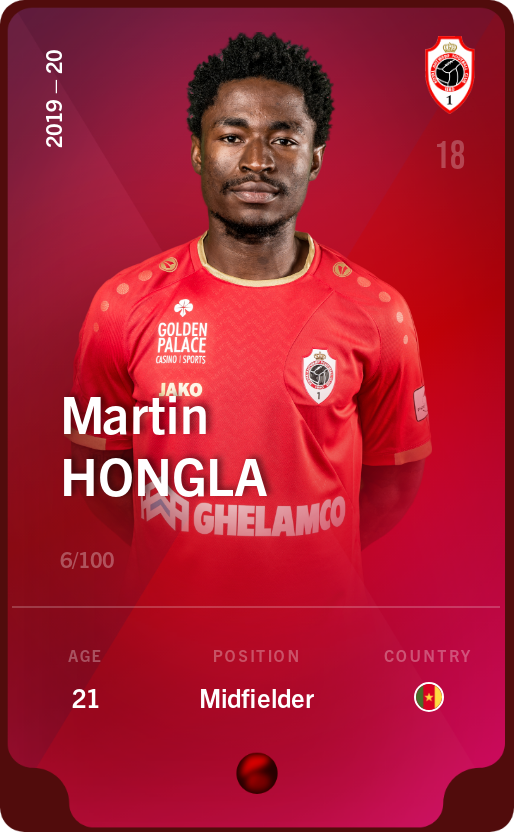 Sorare - Sorare Official - Martin Hongla 2019-20 • Rare 6/100 - NFT # 3487629963605593553233099202094886841302754039930177145738822125436239904072