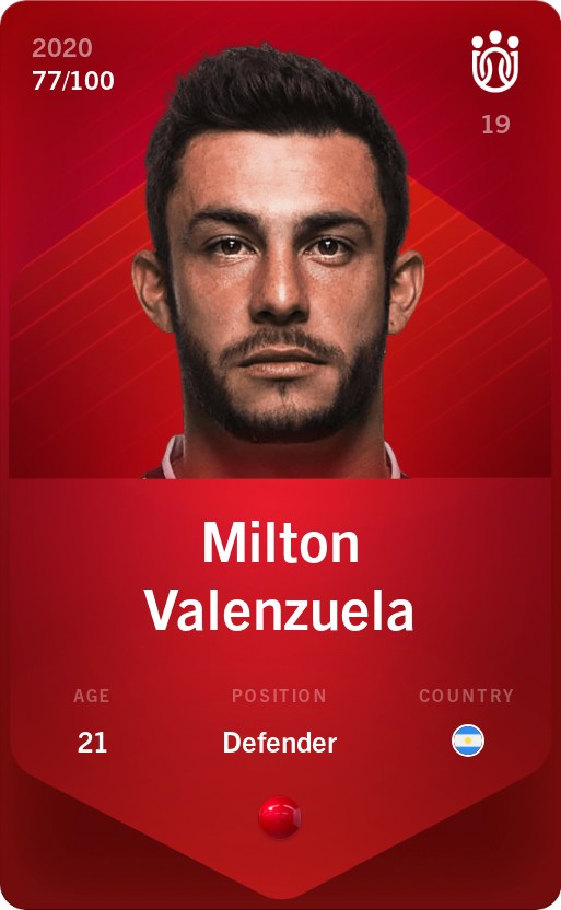 Sorare - Sorare Official - Milton Valenzuela 2020-21 • Rare 77/100 - NFT # 74522038347770006986938658334276551460632397274833733679129747629661523701576