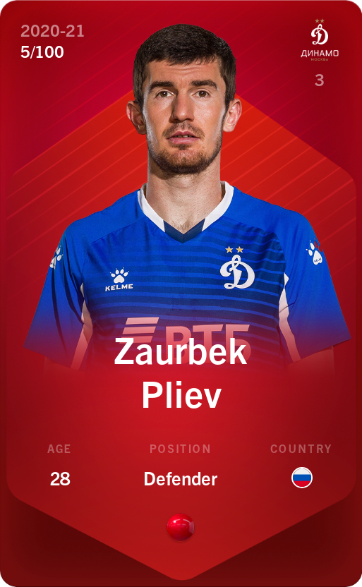 Sorare - Sorare Official - Zaurbek Pliev 2020-21 • Rare 5/100 - NFT # 35041384452949990629709761038987068126415908077682700856908077156650247579963