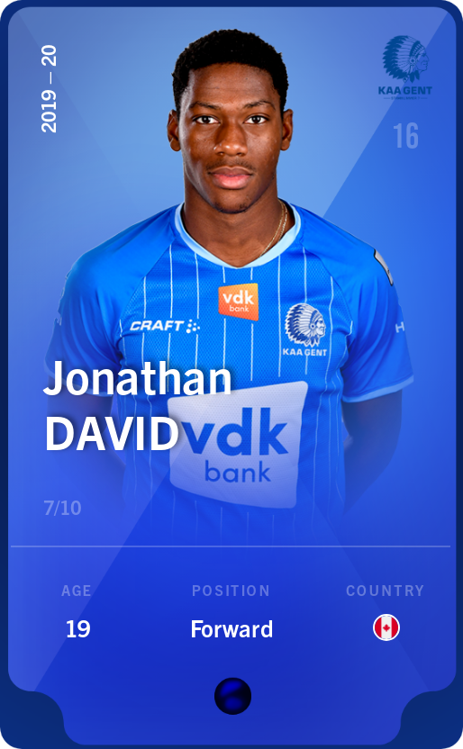 Sorare - Sorare Official - Jonathan David 2019-20 • Super Rare 7/10 - NFT # 86979213828452788976986119711862855818372209033569801073969501229380651618247