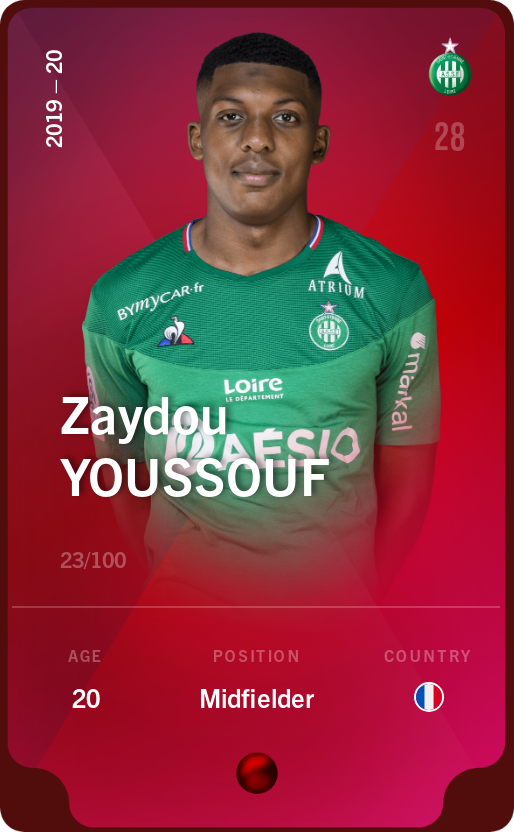 Sorare - Sorare Official - Zaydou Youssouf 2019-20 • Rare 23/100 - NFT # 60950713570835035659546996226389538119314044298803317196037258986608806360111