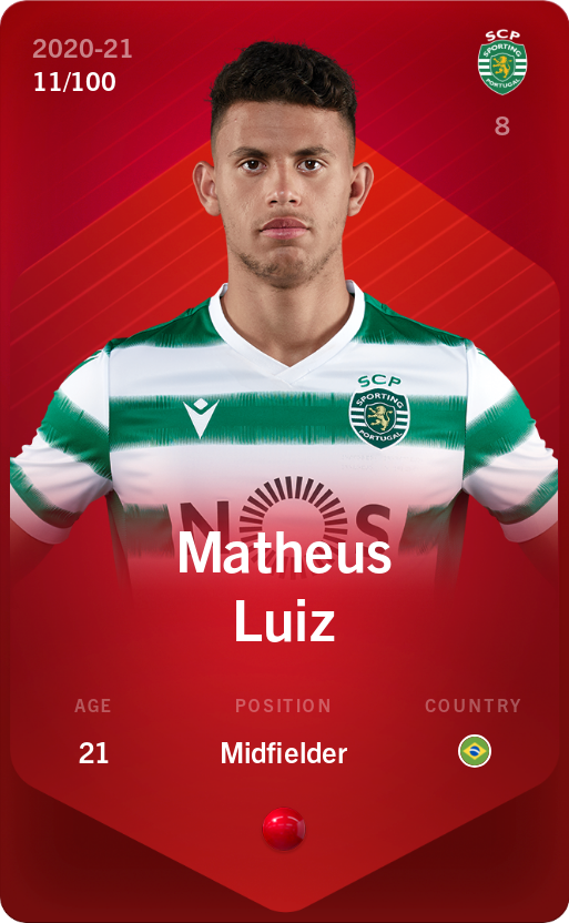 Sorare - Sorare Official - Matheus Luiz 2020-21 • Rare 11/100 - NFT # 18138270030361904813349831820676217293218699628575480174465408557712411329190