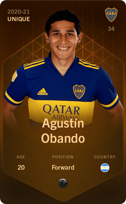 Sorare - Sorare Official - Agustín Obando 2020-21 • Unique - NFT # 51543136792242335136367772700178969713740532689846010485439258616725619909883