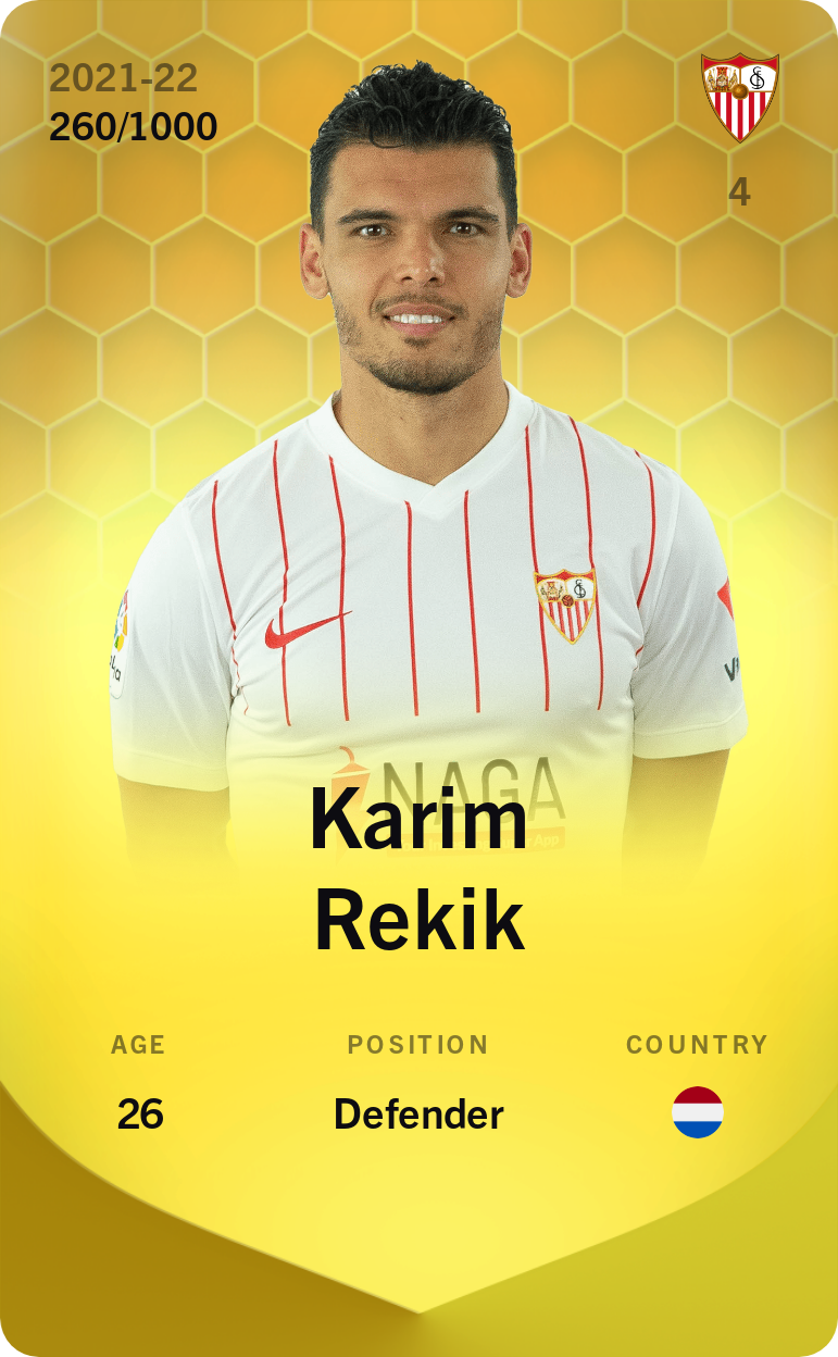 Sorare - Sorare Official - Karim Rekik 2021-22 • Limited 260/1000 - NFT # 39187991331965463811899323749896570087808623722885637773198866793695957477853
