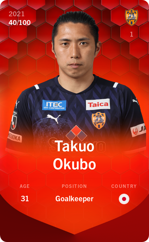 Sorare - Sorare Official - Takuo Okubo 2021-22 • Rare 40/100 - NFT # 80379444751418596878617390414239861277581951357356408079995329464646343675146