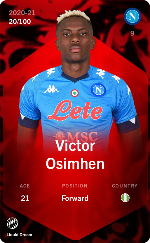 Sorare - Sorare Official - Victor Osimhen 2020-21 • Rare 20/100 - NFT # 48850164191872797946248277940539349223269137506124114292946850481224019643653