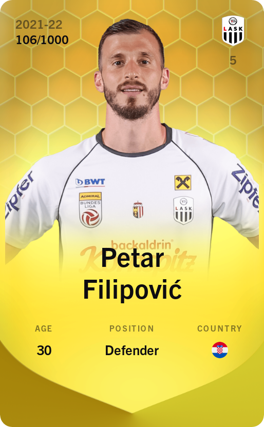 Sorare - Sorare Official - Petar Filipović 2021-22 • Limited 106/1000 - NFT # 2532615192151125563771613244871990311907961538726029445936995099709404329035