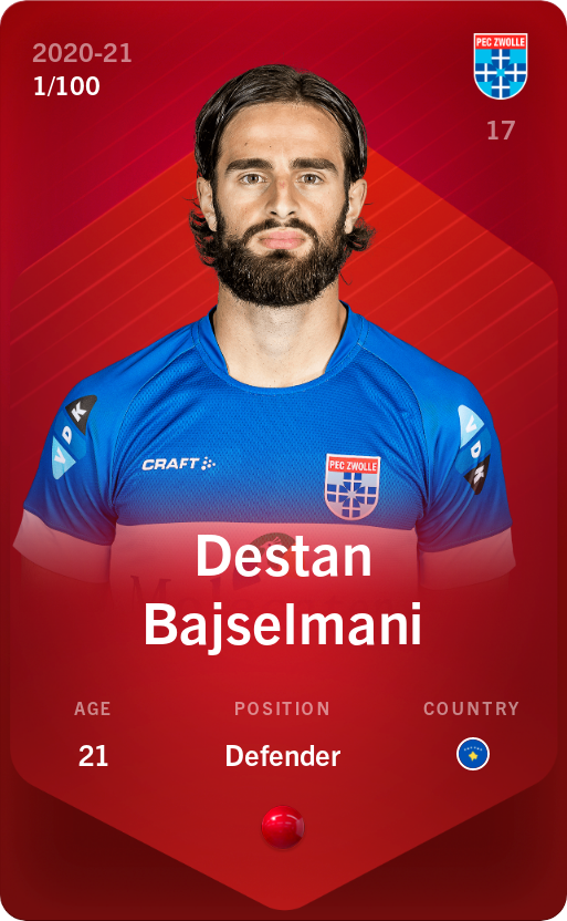 Sorare - Sorare Official - Destan Bajselmani 2020-21 • Rare 1/100 - NFT # 18162844314927499741570137744012837843349595168797511021181366615601806315581