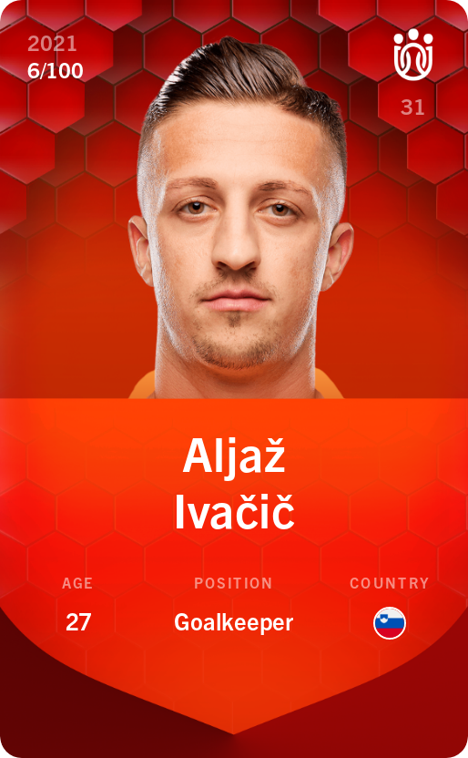 Sorare - Sorare Official - Aljaž Ivačič 2021-22 • Rare 6/100 - NFT # 41107458260300276048900179299321403800760439538851974941589117846036930049523