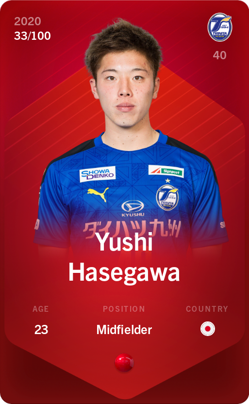 Sorare - Sorare Official - Yushi Hasegawa 2020-21 • Rare 33/100 - NFT # 109377926083736501082955681806764059692001261463134234747363527718080257699269