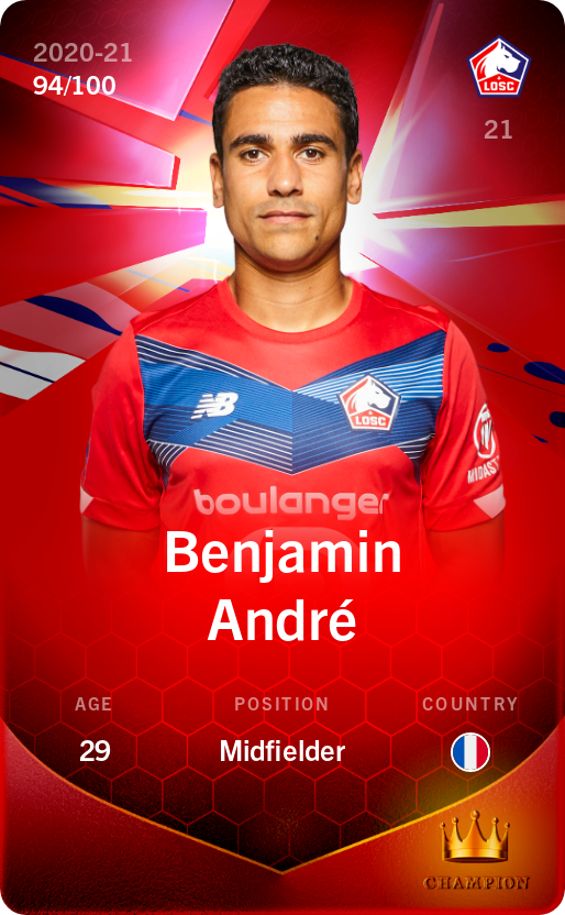 Sorare - Sorare Official - Benjamin André 2020-21 • Rare 94/100 - NFT # 62063210883810091116926590787418640149519923412708423121288027815143884728025