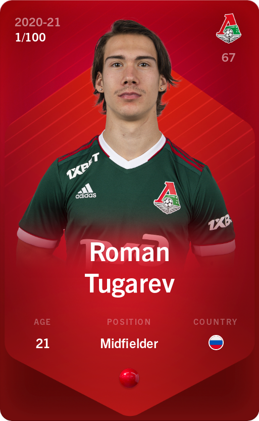Sorare - Sorare Official - Roman Tugarev 2020-21 • Rare 1/100 - NFT # 72128307630761921263852075231213116964547843412713679563299691222555311129331