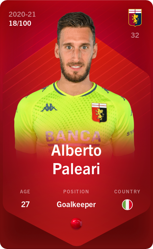 Sorare - Sorare Official - Alberto Paleari 2020-21 • Rare 18/100 - NFT # 95255267560318630747978642233686482881788123084642739975294753030109566298174