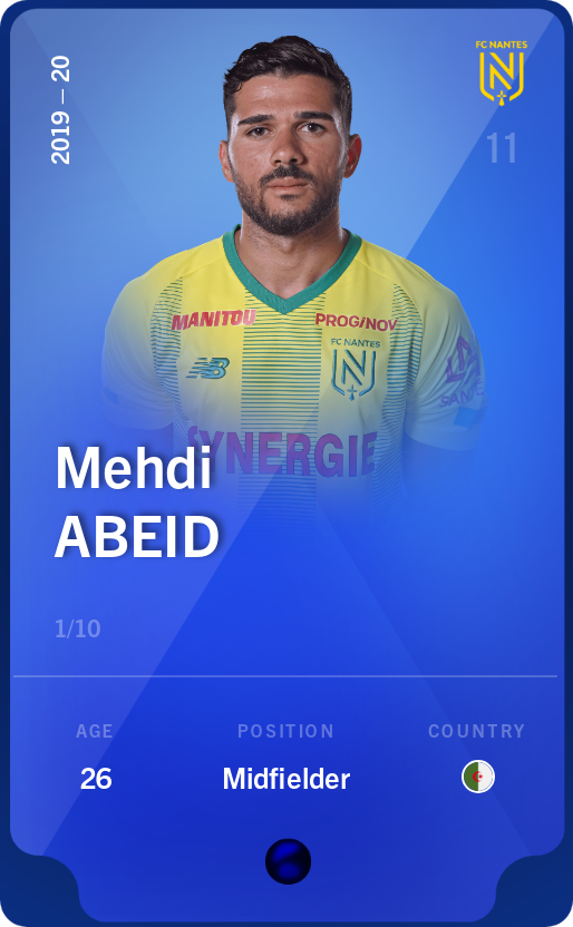 Sorare - Sorare Official - Mehdi Abeid 2019-20 • Super Rare 1/10 - NFT # 16811835066645874492092029736223276212882538925204520328442119709065510417983