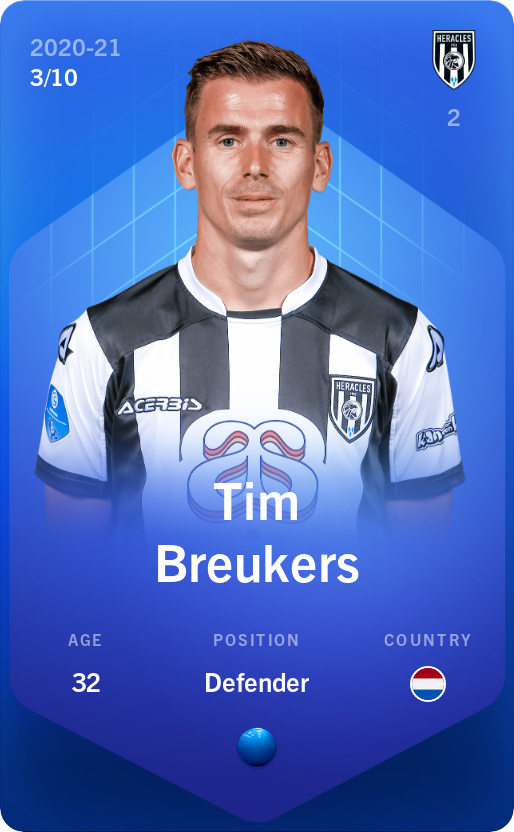Sorare - Sorare Official - Tim Breukers 2020-21 • Super Rare 3/10 - NFT # 47287181282845236102715400105544999278509383337972265315049109378037682598164