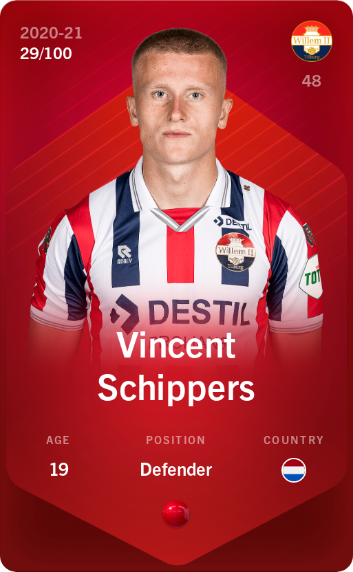 Sorare - Sorare Official - Vincent Schippers 2020-21 • Rare 29/100 - NFT # 102714044203131450487474956980263625593366242131432234105398878558527535549644