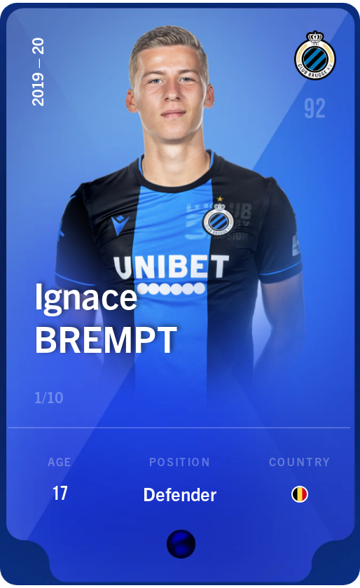 Sorare - Sorare Official - Ignace Brempt 2019-20 • Super Rare 1/10 - NFT # 112018657019352665760114876688671395547526663790101831275331857223538005395305