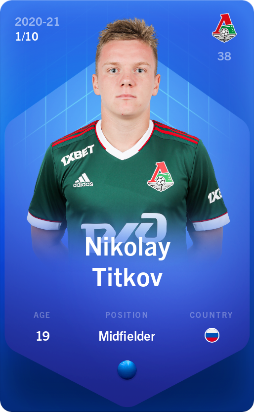 Sorare - Sorare Official - Nikolay Titkov 2020-21 • Super Rare 1/10 - NFT # 84887618039580199172406112601506558525686666311864520001890224868943919581615