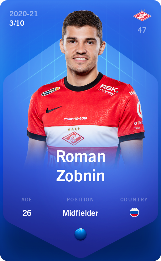 Sorare - Sorare Official - Roman Zobnin 2020-21 • Super Rare 3/10 - NFT # 50317519513520498026217101933016367386759233012699943729503006035026616958550