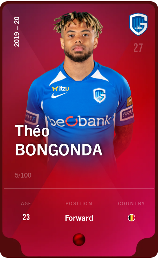Sorare - Sorare Official - Théo Bongonda 2019-20 • Rare 5/100 - NFT # 3552292537912181623934021077300311773784263566391653133151565927055761806828