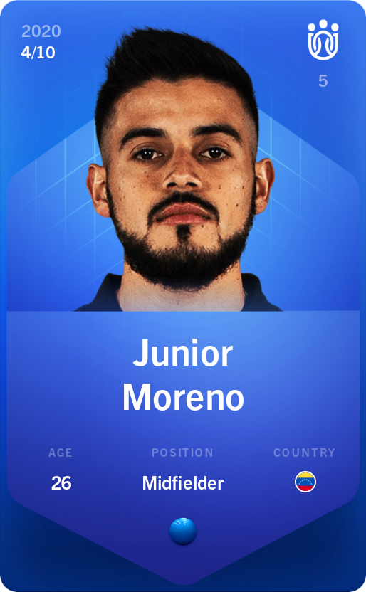 Sorare - Sorare Official - Junior Moreno 2020-21 • Super Rare 4/10 - NFT # 39925922749997962774861008395117334953591488309408887681846321758858213697222