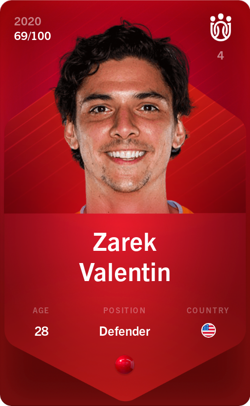 Sorare - Sorare Official - Zarek Valentin 2020-21 • Rare 69/100 - NFT # 98156748399858607801248029684838529278406739485470907389963109753630952789864