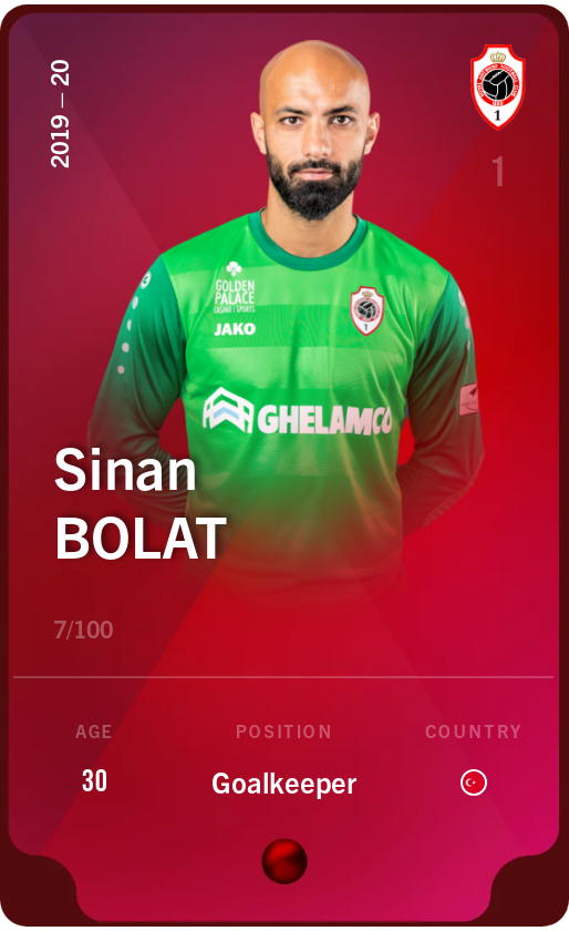 Sorare - Sorare Official - Sinan Bolat 2019-20 • Rare 7/100 - NFT # 14496128055341734884575907227460238999876822738561787023958758818341881145270