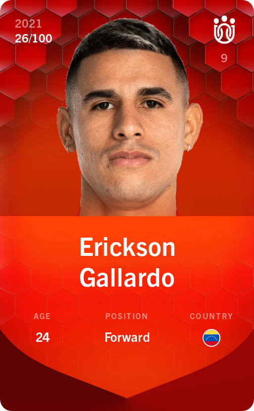 Sorare - Sorare Official - Erickson Gallardo 2021-22 • Rare 26/100 - NFT # 91220975214916616423697475443352736491796017767831686311321604294824891923444