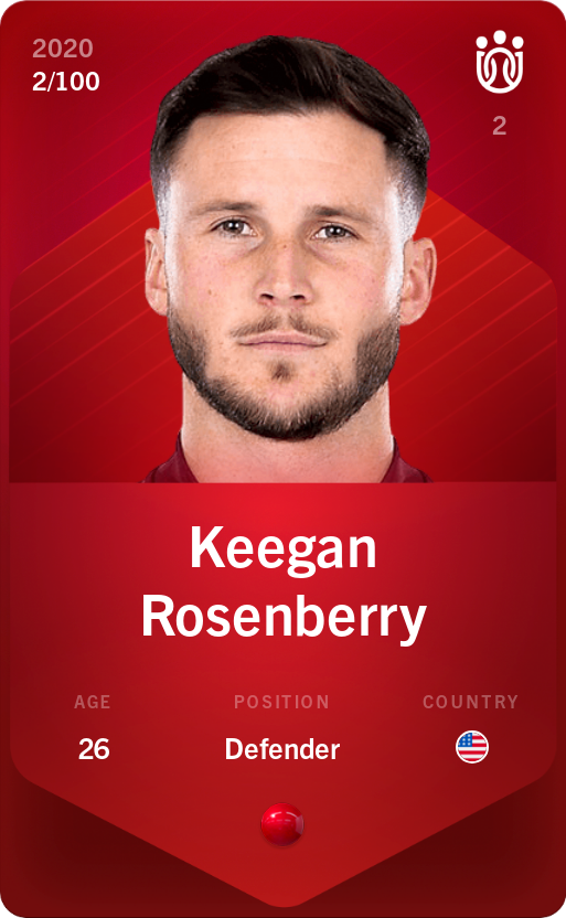 Sorare - Sorare Official - Keegan Rosenberry 2020-21 • Rare 2/100 - NFT # 90758817102177610951130421599405626999185932246829883571305501246046450754924