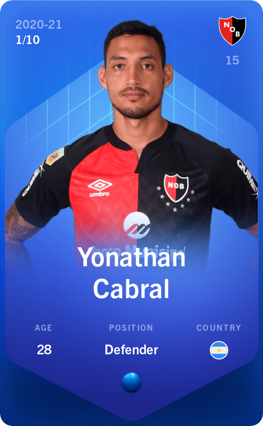 Sorare - Sorare Official - Yonathan Cabral 2020-21 • Super Rare 1/10 - NFT # 77294915870858738111029865267855367438492072518158855697135422879140276328248