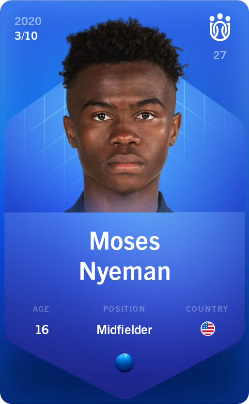 Sorare - Sorare Official - Moses Nyeman 2020-21 • Super Rare 3/10 - NFT # 7485090373475842017657733582069885295986119703983357268993193124962821747410