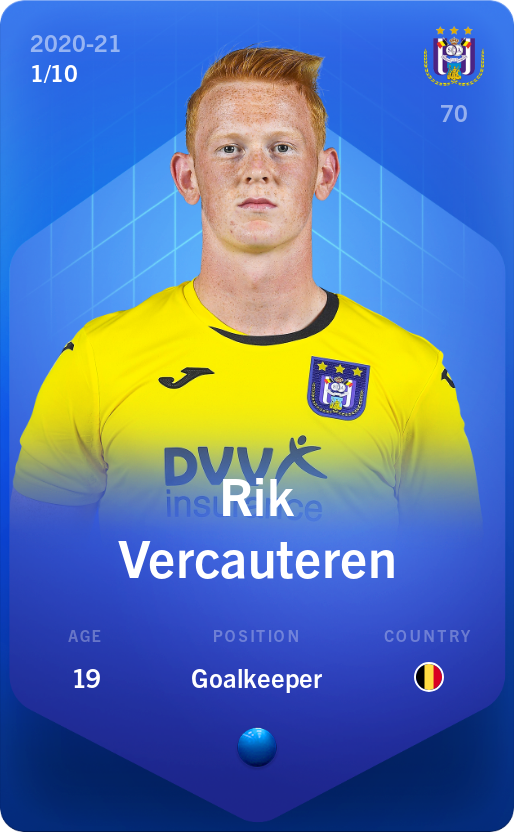 Sorare - Sorare Official - Rik Vercauteren 2020-21 • Super Rare 1/10 - NFT # 57120642352580842460480821299067336932572314701518143793888089648666779566014