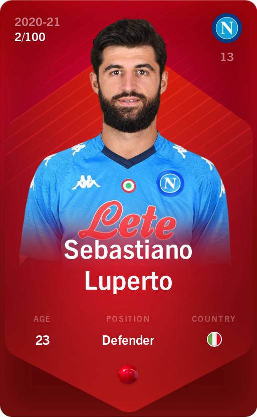 Sorare - Sorare Official - Sebastiano Luperto 2020-21 • Rare 2/100 - NFT # 46074118957436564934078411465648827767320345848201709600890310844182538818046