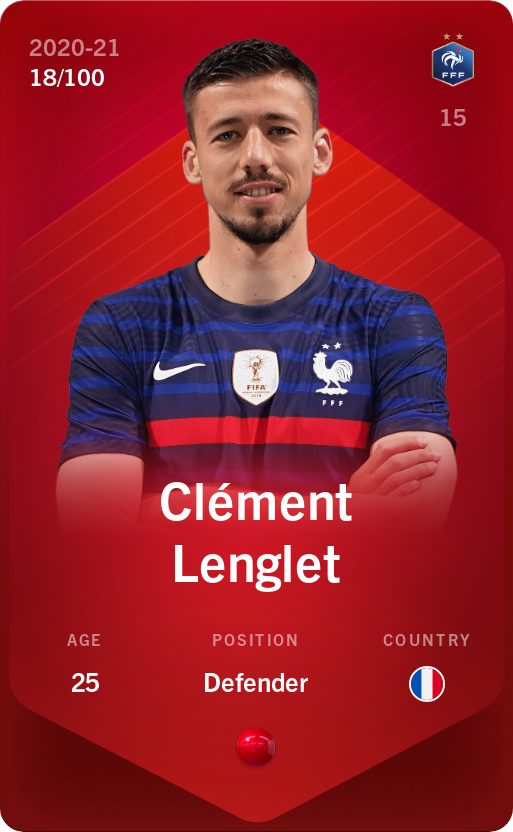 Sorare - Sorare Official - Clément Lenglet 2020-21 • Rare 18/100 - NFT # 45264690440566245711779251855291048253122371919992653109200278649172004611528
