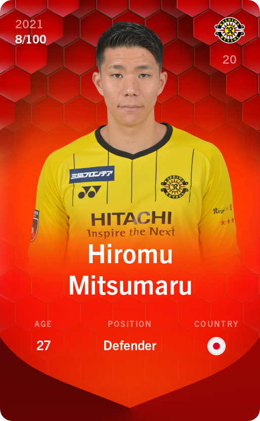 Sorare - Sorare Official - Hiromu Mitsumaru 2021-22 • Rare 8/100 - NFT # 36099625088741806302385697924439586983289170169875155251769148738496221808498