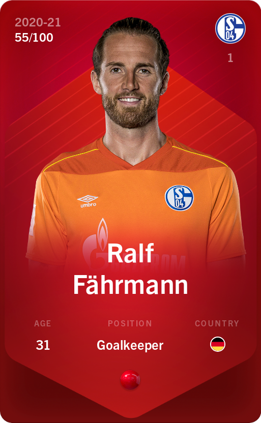 Sorare - Sorare Official - Ralf Fährmann 2020-21 • Rare 55/100 - NFT # 89049516164557472777731346406824611973066526334874985002055812679044359292414