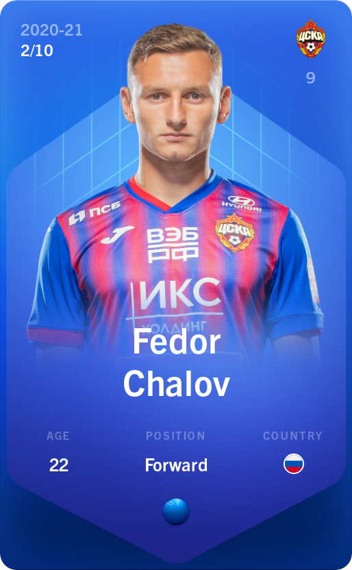 Sorare - Sorare Official - Fedor Chalov 2020-21 • Super Rare 2/10 - NFT # 47020295303692853894257258797758283534059977805683650054884883277953737080211