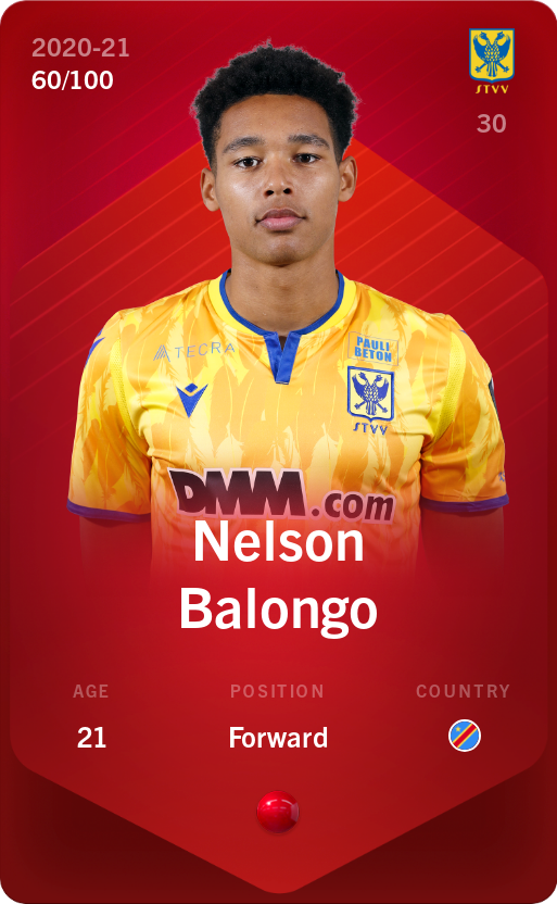 Sorare - Sorare Official - Nelson Balongo 2020-21 • Rare 60/100 - NFT # 12539257164938836076517032410160399842804295017915100425500856930635438418838