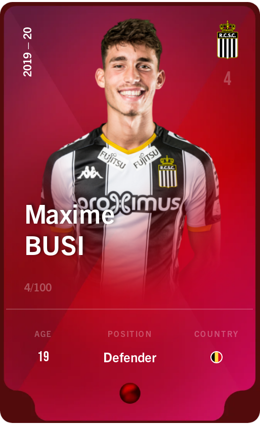 Sorare - Sorare Official - Maxime Busi 2019-20 • Rare 4/100 - NFT # 6769453970289031231743890108304210227183327173575882190754353825020004313713