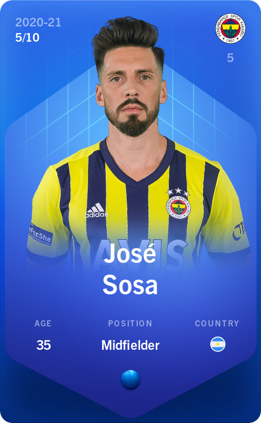 Sorare - Sorare Official - José Sosa 2020-21 • Super Rare 5/10 - NFT # 19039738129347288985857647407677400562610882124303200778446061192770905572765