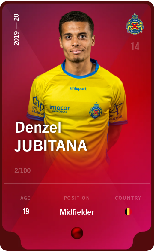 Sorare - Sorare Official - Denzel Jubitana 2019-20 • Rare 2/100 - NFT # 74289602070672887976062025789802700663286238174068712413224563864060450628402