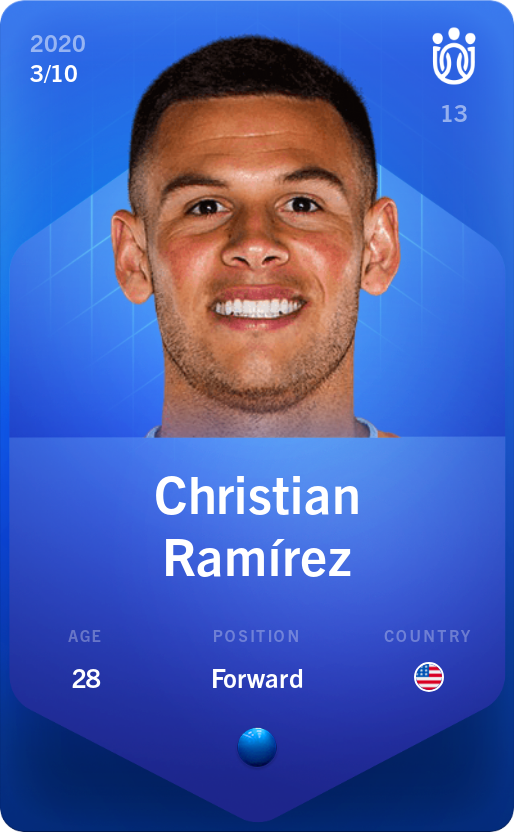 Sorare - Sorare Official - Christian Ramírez 2020-21 • Super Rare 3/10 - NFT # 28266033559250430255828505475661423619931157402258263600617083914077686576730