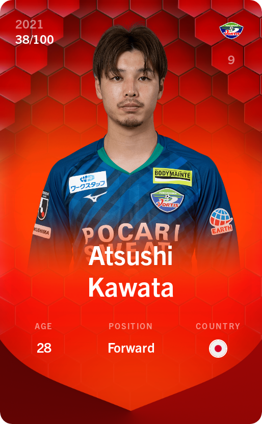 Sorare - Sorare Official - Atsushi Kawata 2021-22 • Rare 38/100 - NFT # 101177389802505666431707920396116890302198936206734653328399862161410884239802