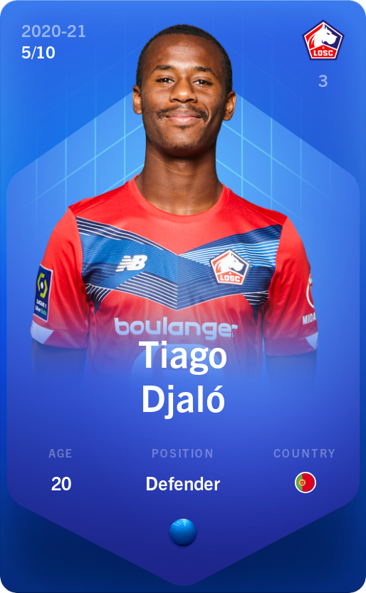 Sorare - Sorare Official - Tiago Djaló 2020-21 • Super Rare 5/10 - NFT # 75399707327109466212243833680511411007338378084457353508467532348199449390622