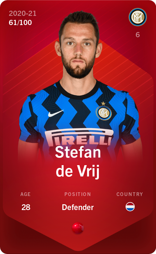 Sorare - Sorare Official - Stefan de Vrij 2020-21 • Rare 61/100 - NFT # 39895487051659626876457745162180186161225924774337551858388720667748682658949