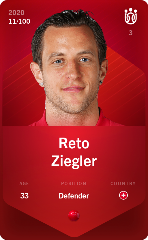 Sorare - Sorare Official - Reto Ziegler 2020-21 • Rare 11/100 - NFT # 33378831324878673704743378123635770085595828251334264988463958377249634232457