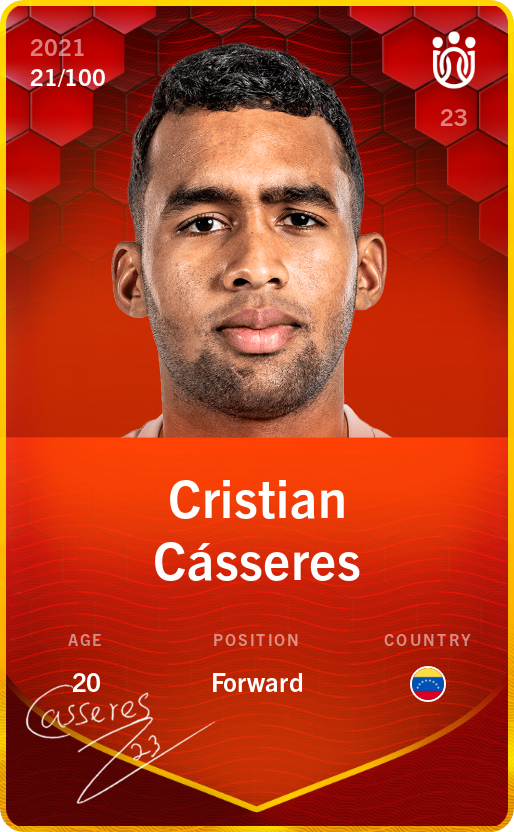 Sorare - Sorare Official - Cristian Cásseres 2021-22 • Rare 21/100 - NFT # 51885491457891532336327700892702562125230723206936438604724271372406236598907