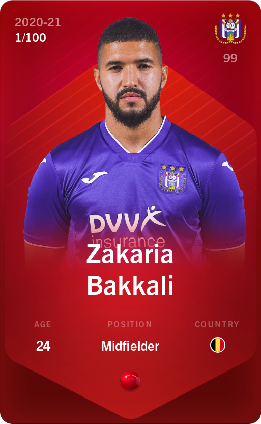 Sorare - Sorare Official - Zakaria Bakkali 2020-21 • Rare 1/100 - NFT # 105132740202299558811265891527154346335714819438906611248870776132546485513720