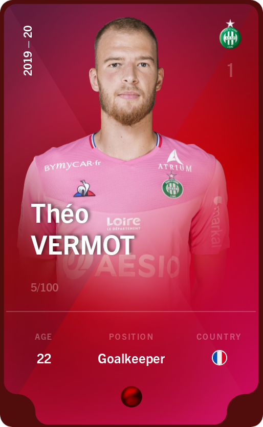 Sorare - Sorare Official - Théo Vermot 2019-20 • Rare 5/100 - NFT # 111822414853359012257651173995594056890586272104784630784605679665734228726806